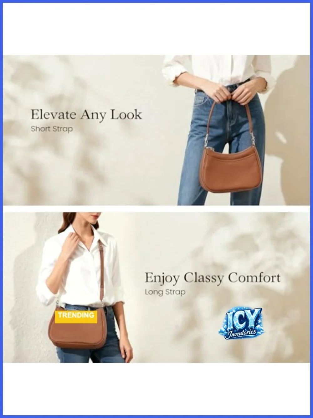 Genuine Leather Crossbody Bag for Women, Anti Theft Hobo Purse with RFID Card